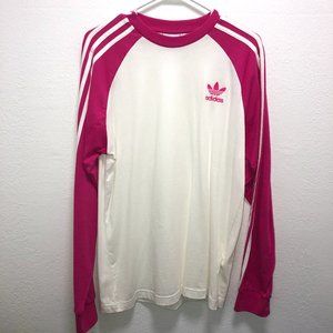 Adidas Originals Pink Long Sleeve 3 Stripes Tee M